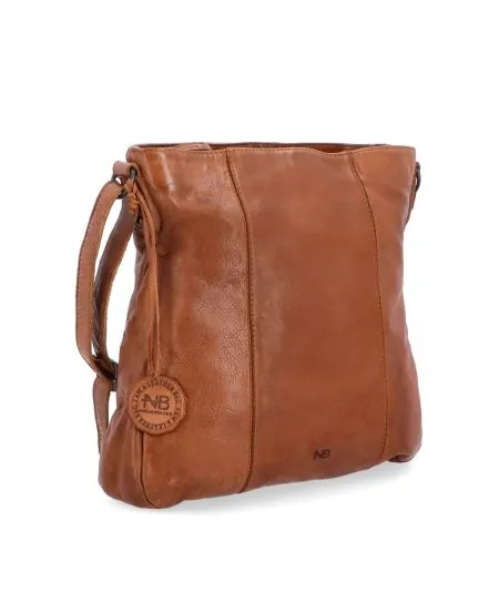 Kožená  dámska crossbody kabelka Noelia Bolger vo vintage štýle, stredne veľká- koňaková